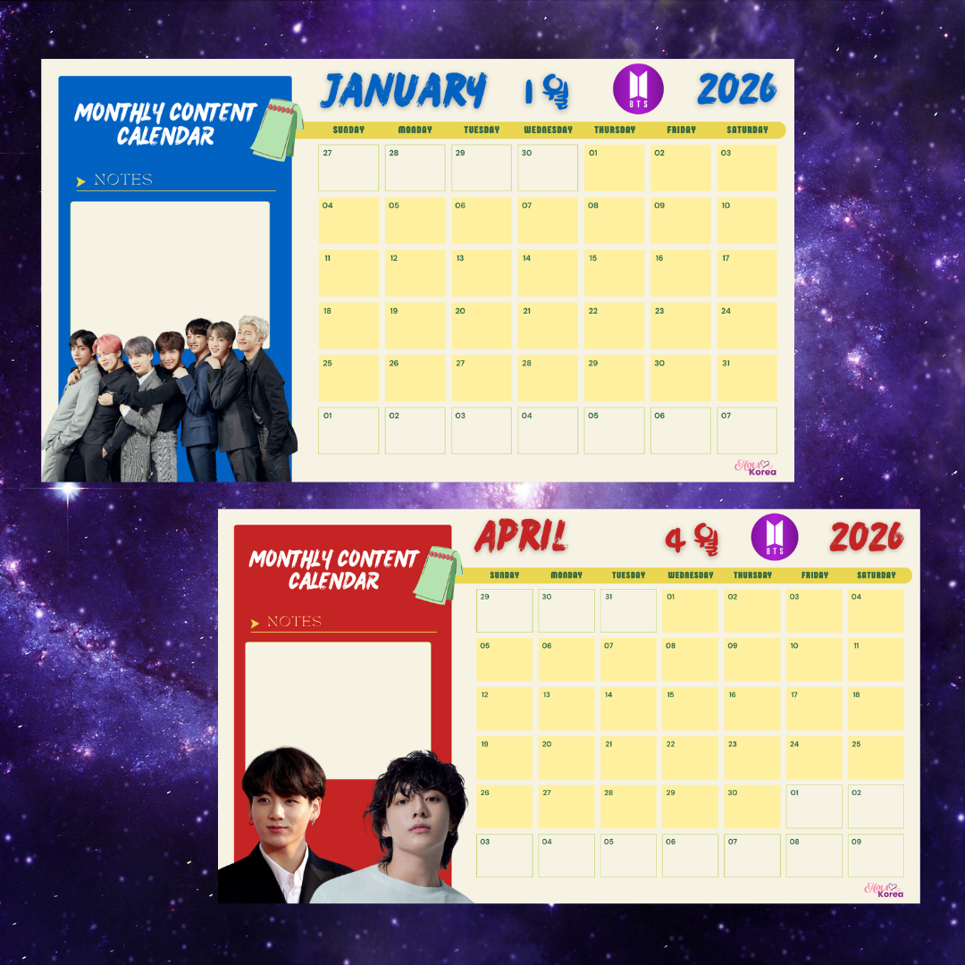 Calendario BTS 2026 (Descarga Digital) Hola Korea